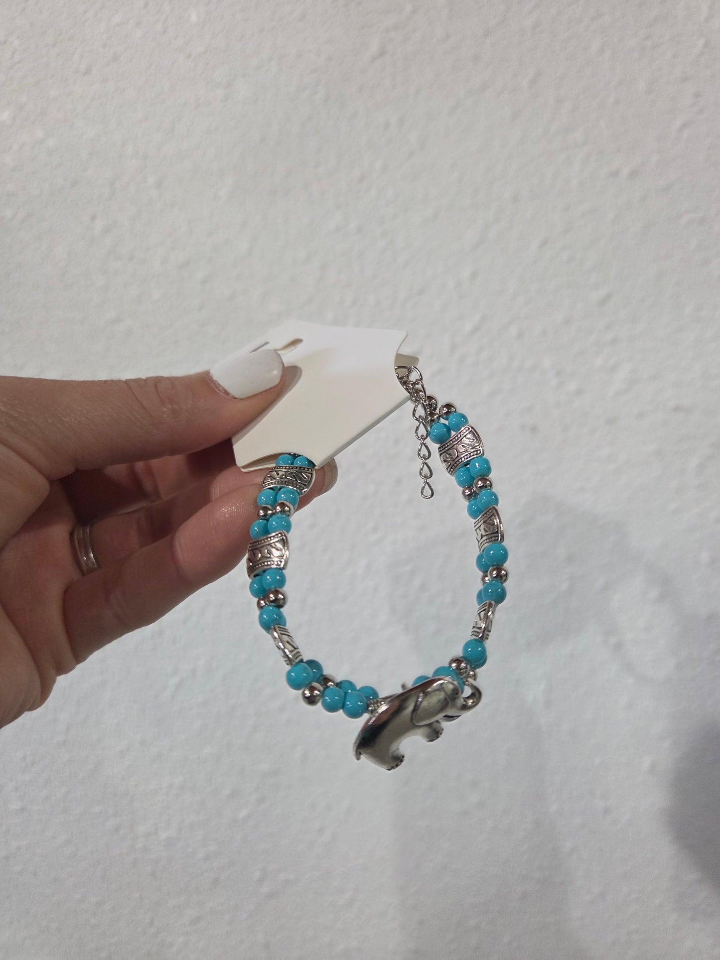 Turq/Silver Elephant Bracelet