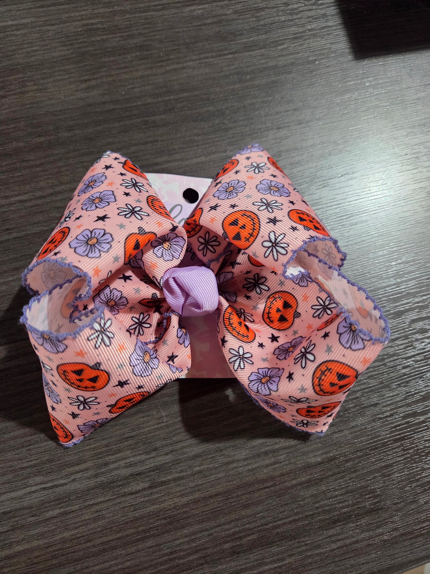 Purple Floral Pumpkin Bow