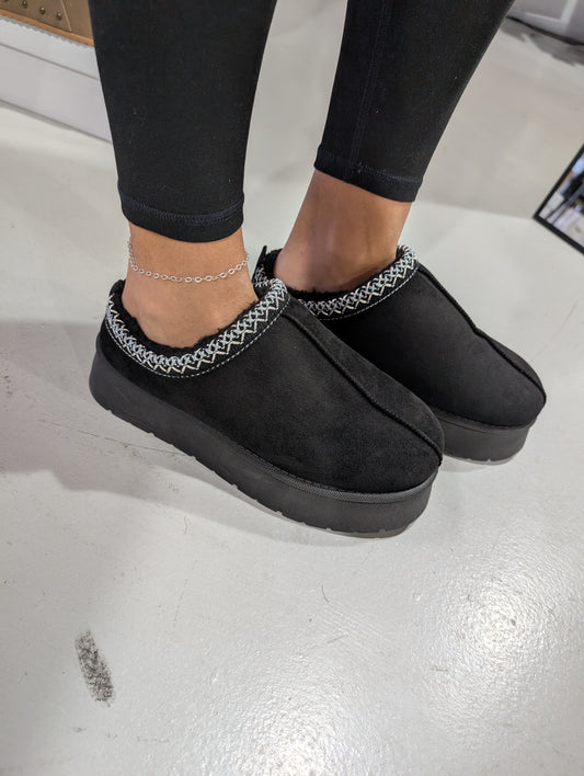 Black Fur Lined Clogs
